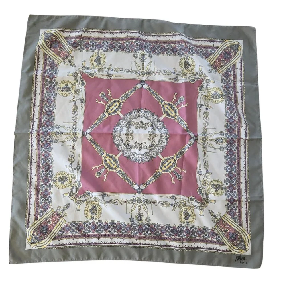 Vintage Patricia Paris Scarf Wrap‎ Made In Italy 100% Polyester 29” Square Sage